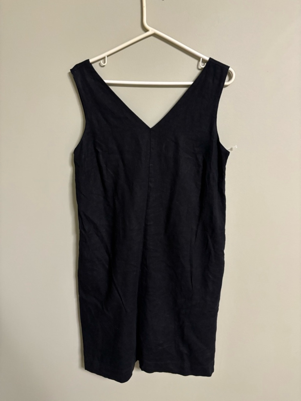 Ophelia Roe Black Linen Blend Sleeveless Shift Dress Size Medium V Neck Capsule